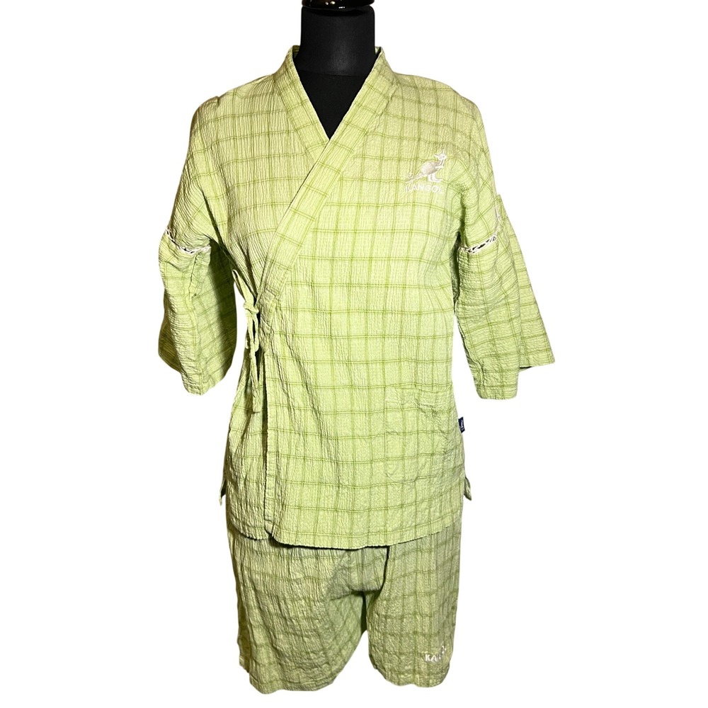 Kangol Sport Jinbei Kimono Lounge Set in Lime Green, Japanese Youth Size 150